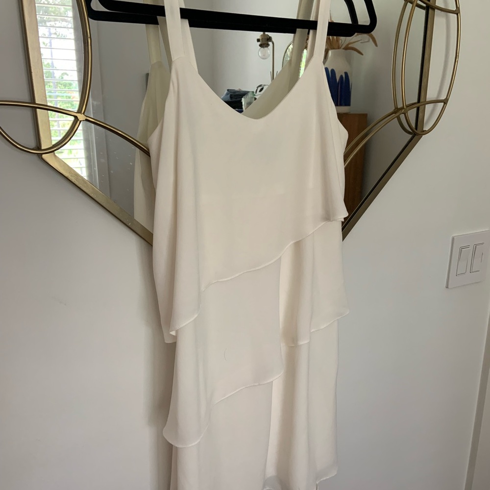White House black market layered white dress